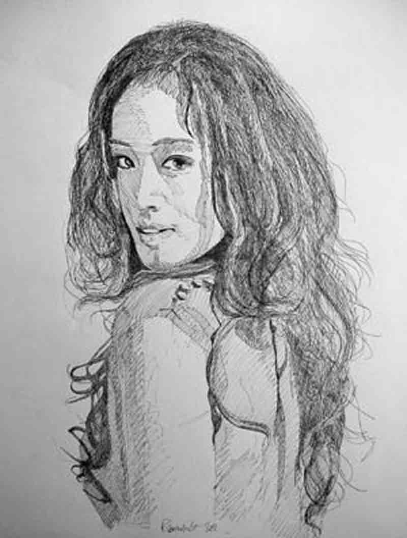Gong Li, encre de Chine image de portrait à l'encre