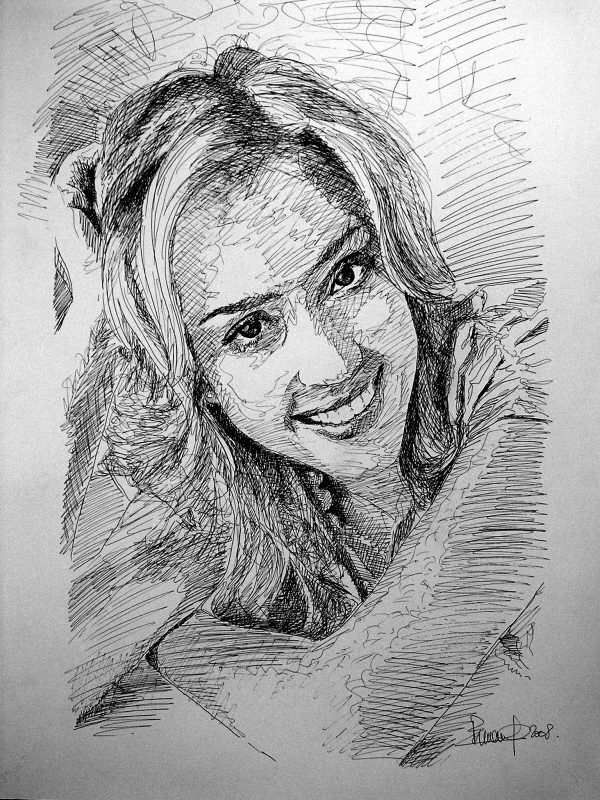 Jessica Alba, encre de Chine image de portrait à l'encre