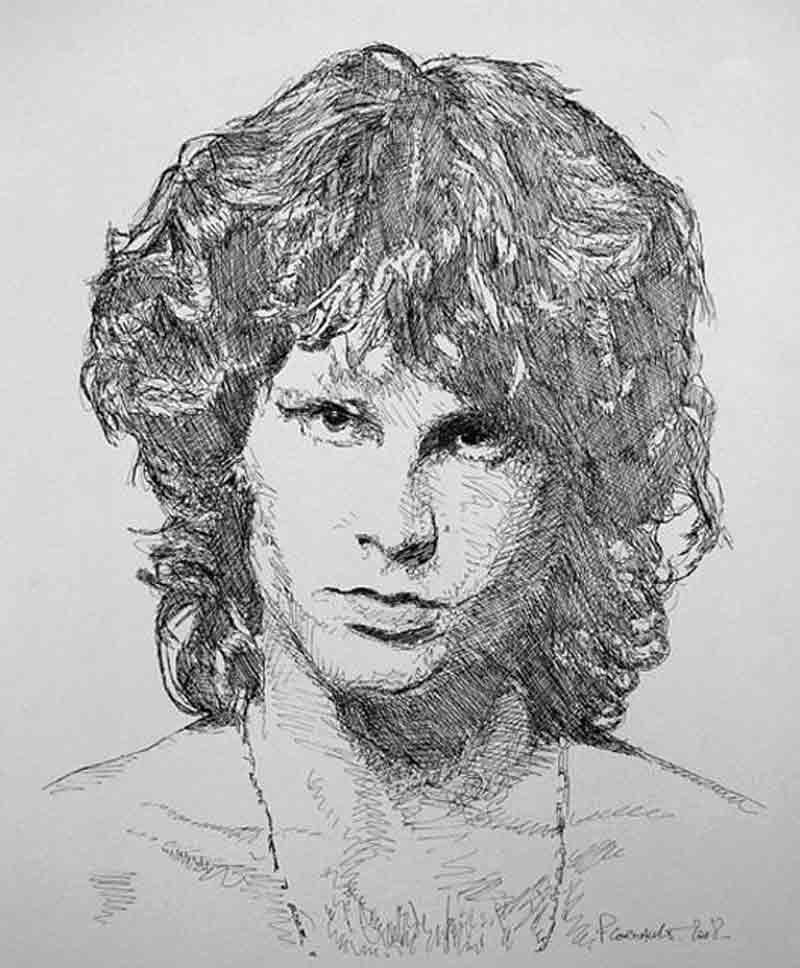 Jim Morrison, encre de Chine image de portrait à l'encre